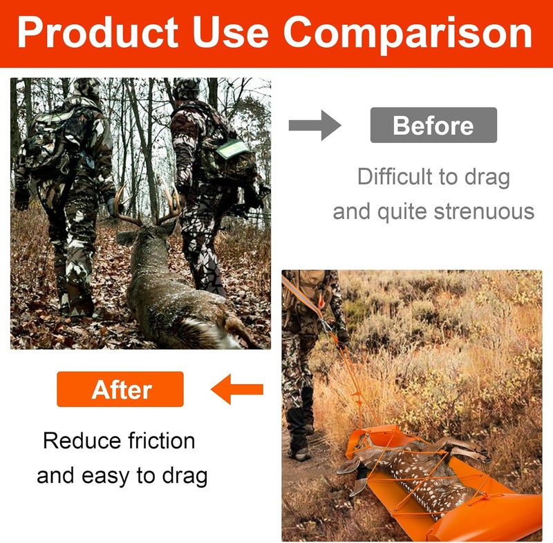 Vecacosic 1.2MM Thickened Deer Drag Sled Tear-Resistant Deer Dragging Sled Game Hauler for Hunting with Odocoileus virginianus Drag Harness and Handle, Save Effort Hunting Gear Accessories - Image 5